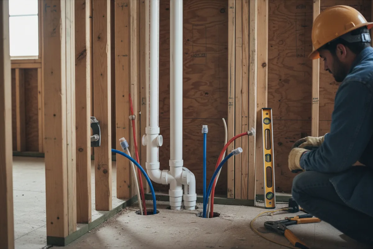 Drain and supply rough-in during Drain Cleaning in Chalfont