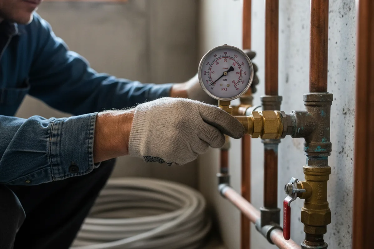 Pressure testing a repaired line during Water Line Repair in Chalfont